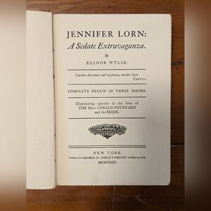 Antique: 1st Edition Jennifer Lorn- A Sedate Extravaganza by Elinor Wylie 1923